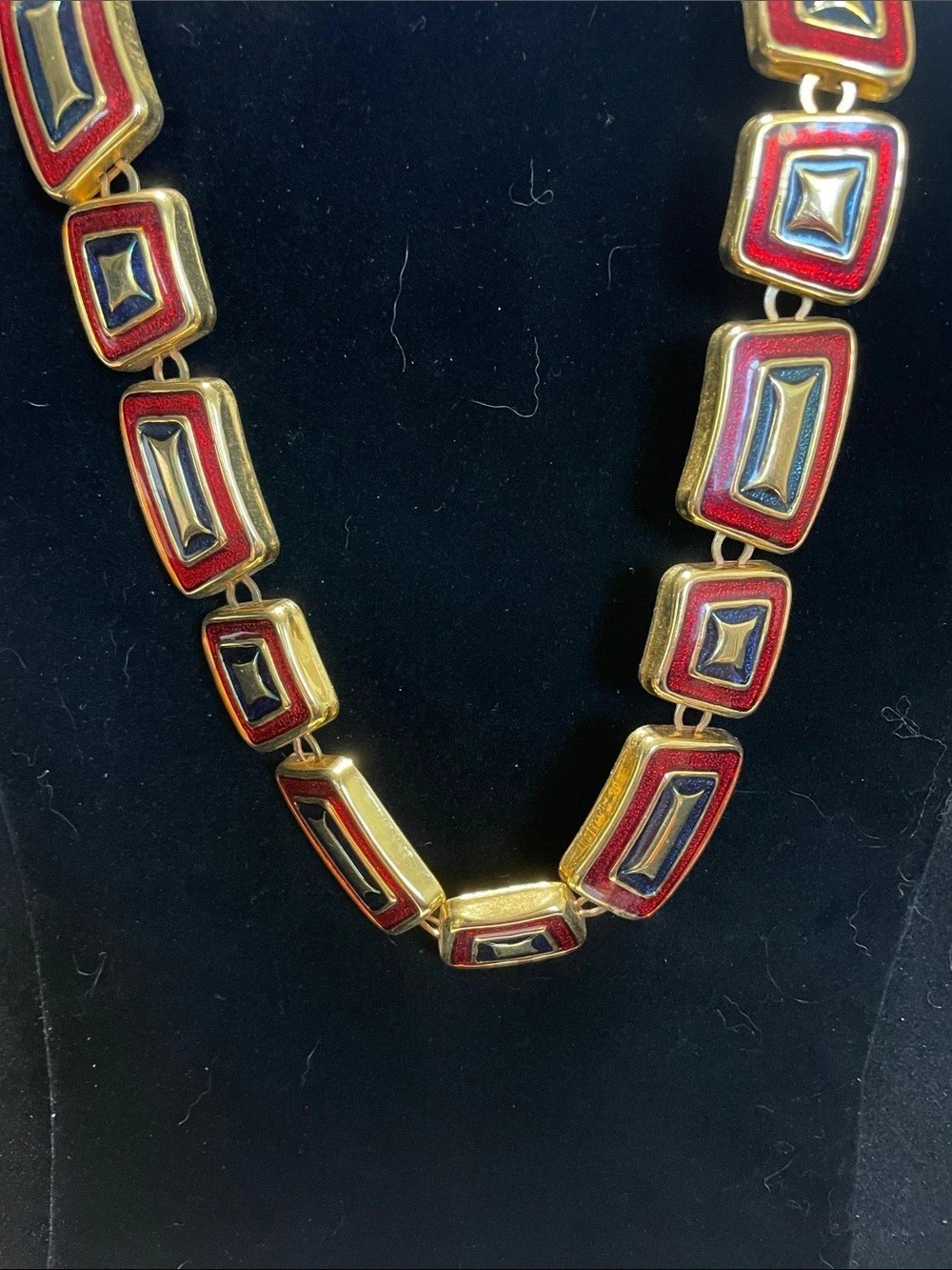 Geometric Red & Gold Necklace